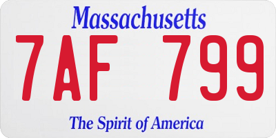 MA license plate 7AF799