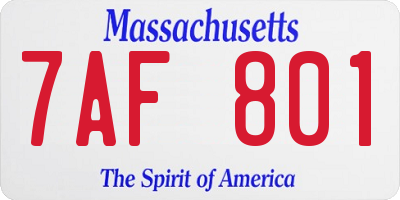 MA license plate 7AF801