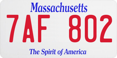 MA license plate 7AF802