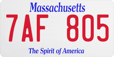 MA license plate 7AF805
