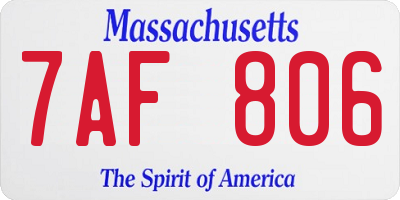 MA license plate 7AF806