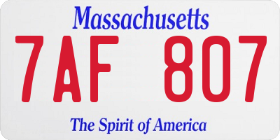 MA license plate 7AF807