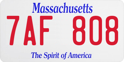 MA license plate 7AF808