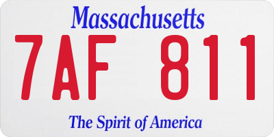 MA license plate 7AF811