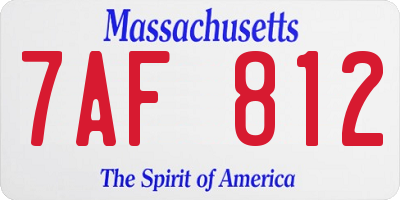MA license plate 7AF812