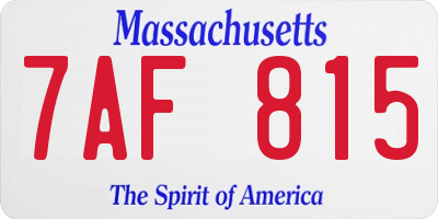 MA license plate 7AF815