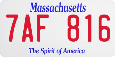 MA license plate 7AF816