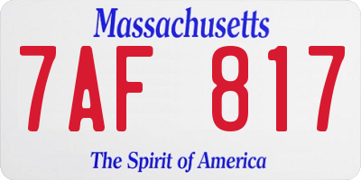 MA license plate 7AF817
