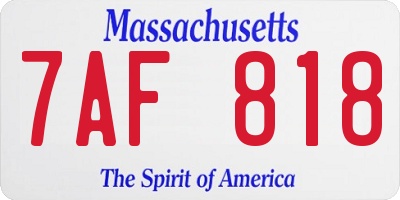 MA license plate 7AF818