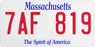 MA license plate 7AF819