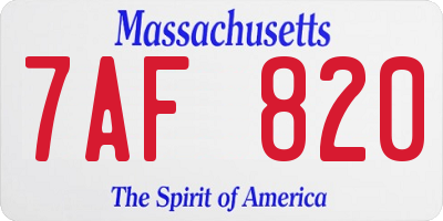 MA license plate 7AF820