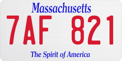 MA license plate 7AF821