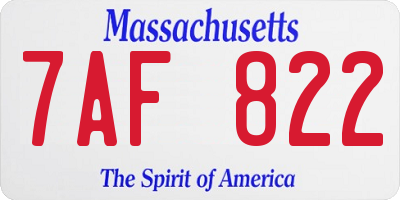 MA license plate 7AF822
