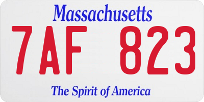 MA license plate 7AF823