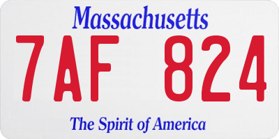 MA license plate 7AF824