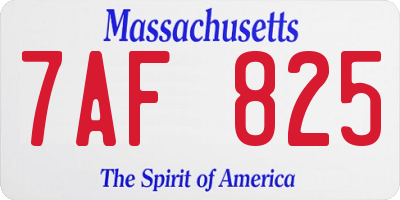 MA license plate 7AF825