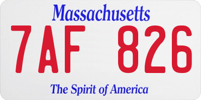 MA license plate 7AF826