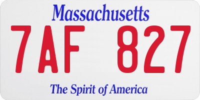 MA license plate 7AF827