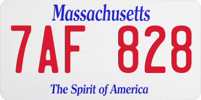 MA license plate 7AF828