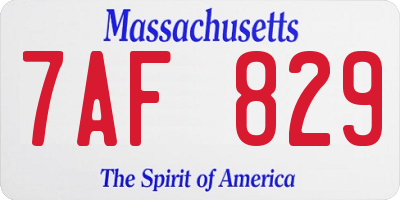 MA license plate 7AF829