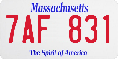MA license plate 7AF831