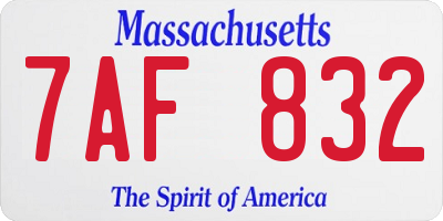 MA license plate 7AF832