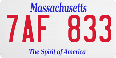 MA license plate 7AF833