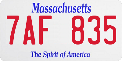 MA license plate 7AF835