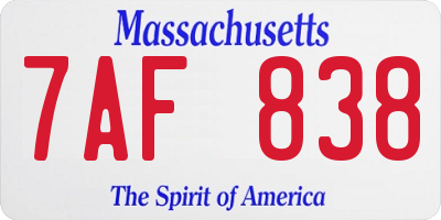 MA license plate 7AF838