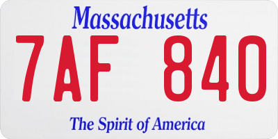 MA license plate 7AF840