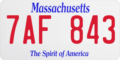 MA license plate 7AF843