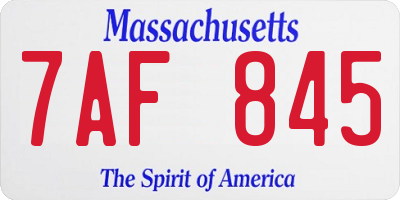 MA license plate 7AF845