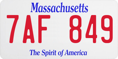 MA license plate 7AF849