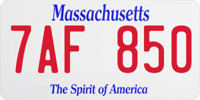 MA license plate 7AF850