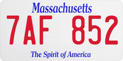 MA license plate 7AF852