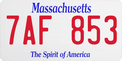 MA license plate 7AF853