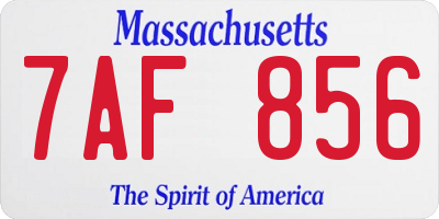 MA license plate 7AF856