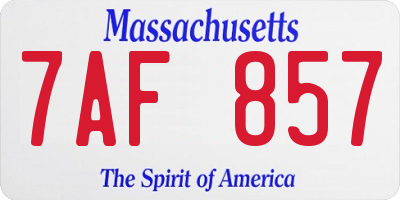 MA license plate 7AF857