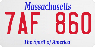 MA license plate 7AF860