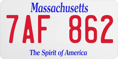 MA license plate 7AF862