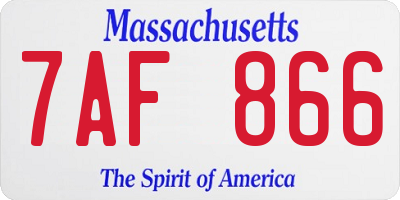 MA license plate 7AF866