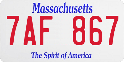 MA license plate 7AF867