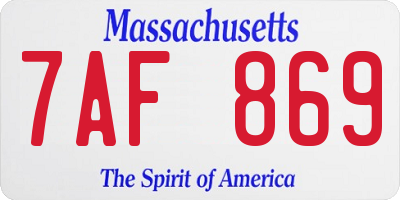 MA license plate 7AF869