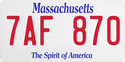 MA license plate 7AF870