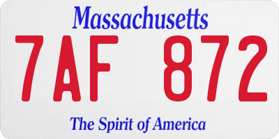 MA license plate 7AF872