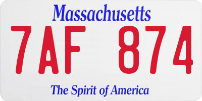 MA license plate 7AF874