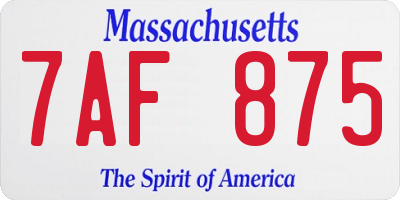 MA license plate 7AF875