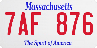 MA license plate 7AF876