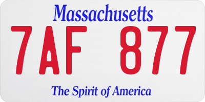 MA license plate 7AF877