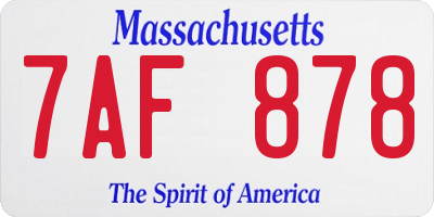 MA license plate 7AF878